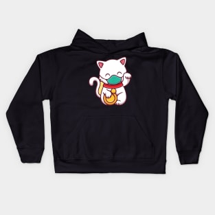 cat face mask funny so cute Kids Hoodie